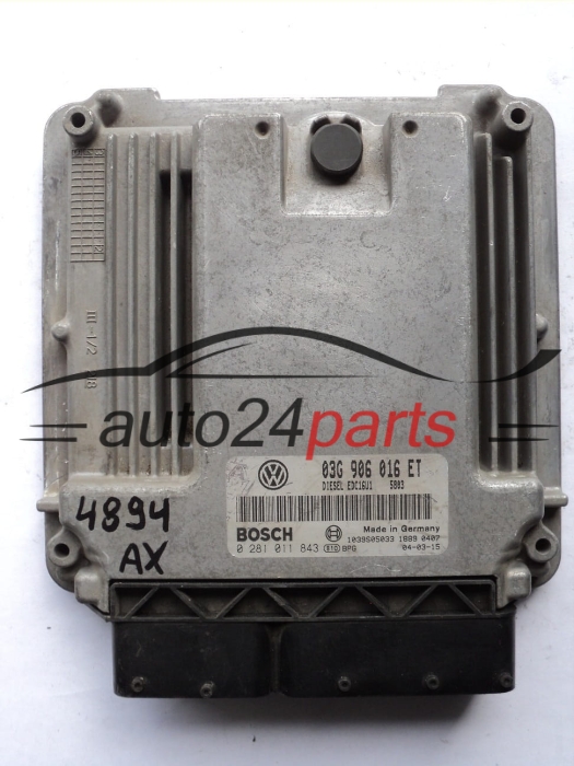 MOTORSTEUERGERÄT ECU STEUERGERÄT VW VOLKSWAGEN GOLF 2.0 TDI 03G906016ET, 03G 906 016 ET, BOSCH 0281011843, 0 281 011 843, DIESEL EDC16U1 5803, 1039S05033