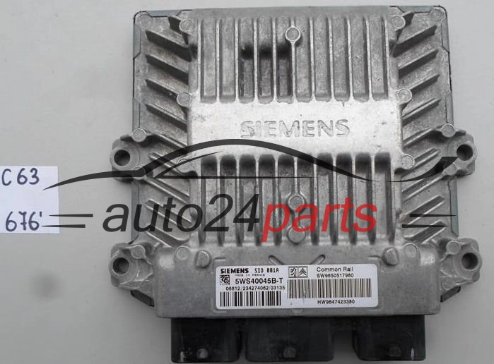 PEUGEOT 307 2.0 HDI SIEMENS SID 801A 5WS40045B-T, 5WS40045BT SW9650517980 9650517980 HW9647423380 9647423380