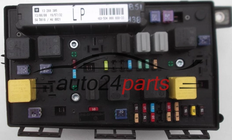 Central do sistema elétrico com caixa de relés e fusíveis, central de controle modul BSI OPEL ASTRA H ZAFIRA B GM 13 268 305 LP
