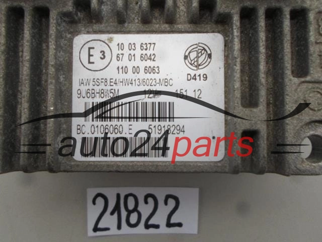 ECU ENGINE CONTROLLER FIAT PUNTO EVO IAW5SF8.E5, IAW5SF8E5, 51918294