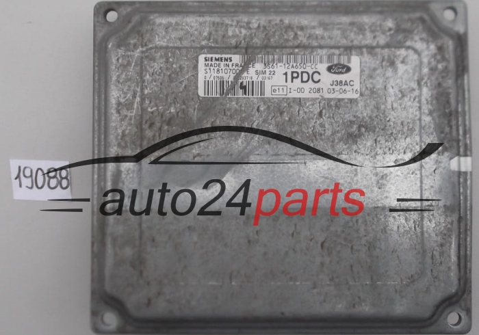 KOMPUTER STEROWNIK SILNIKA FORD FIESTA FUSION MAZDA 1.3 SIEMENS SIM 22 S118107004E, S118107004 E, 3S61-12A650-CC 1PDC, 3S6112A650CC 
