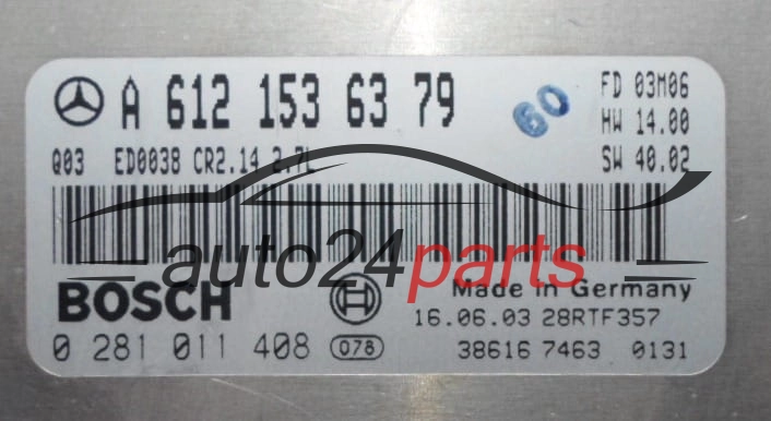 CENTRALINA MOTORE MERCEDES ML 270 CDI BOSCH  0281011408,  A6121536379