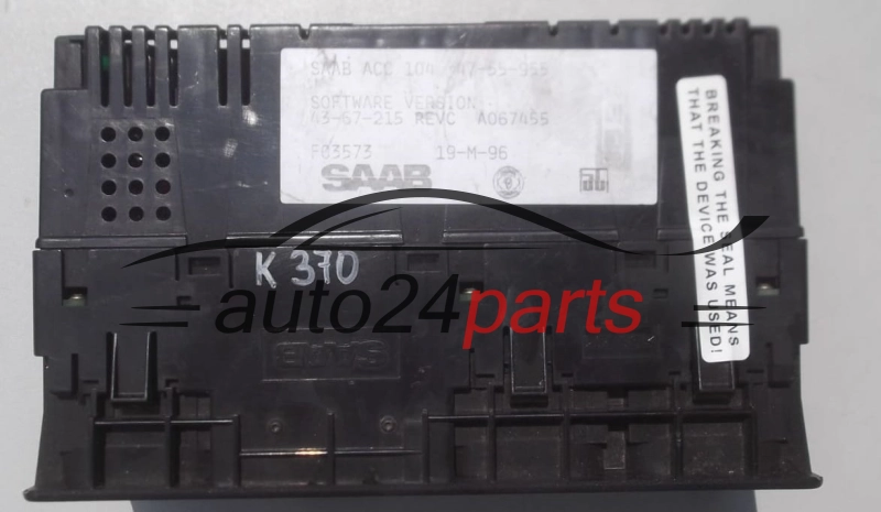 HEATING AND AIR CONDITIONING CONTROL PANEL SWITCH CLIMATRONIC SAAB 900 A067455, F03573