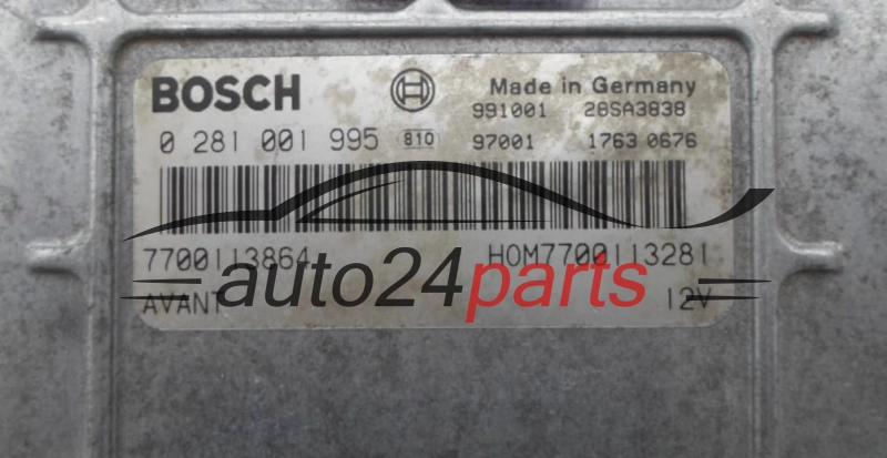 MOTORSTEUERGERÄT ECU STEUERGERAT RENAULT LAGUNA BOSCH 0 281 001 995, 0281001995, 7700113864