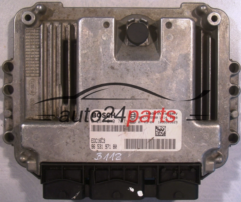 ECU ENGINE CONTROLLER PEUGEOT 206 1.4 HDI BOSCH 0281010707, 0 281 010 707, 9653197180, 96 531 971 80, 9647785580, EDC16C3 82 SOFT 1039S03623