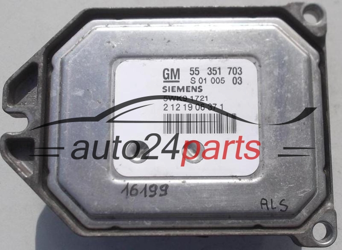 CENTRALINA DO MOTORE OPEL ZAFIRA, ASTRA II G 1.8 16V, 5WK9 1721, 5WK91721, 3 01 20 11 37 3, 3012011373, S 01005 03, S0100503, 55 351 703, 55351703