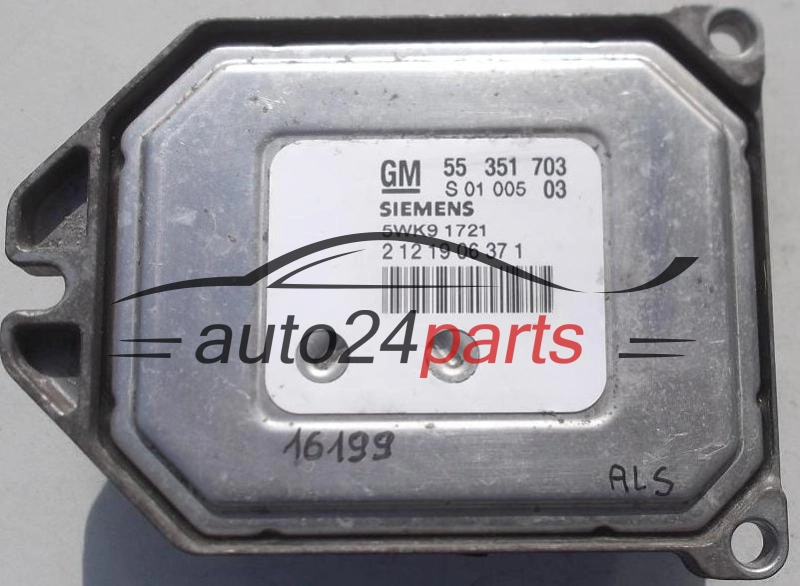 CENTRALINA DO MOTORE OPEL ZAFIRA, ASTRA II G 1.8 16V, 5WK9 1721, 5WK91721, 3 01 20 11 37 3, 3012011373, S 01005 03, S0100503, 55 351 703, 55351703