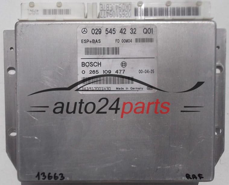 ABS STEROWNIK ESP + BAS MERCEDES W168 A-KLASA BOSCH 0265109477, 0 265 109 477, 0295454232, 029 545 42 32 Q01
