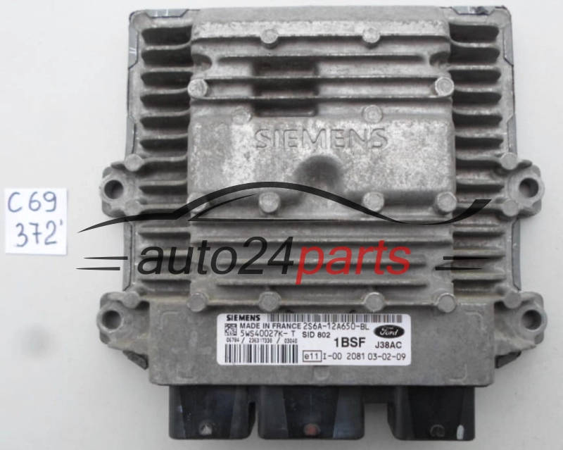 KOMPUTER STEROWNIK SILNIKA FORD FIESTA 1.4 TDCI SIEMENS 5WS40027K- T, 5WS40027KT, 2S6A-12A650-BL, 2S6A12A650BL, SID 802, 1BSF