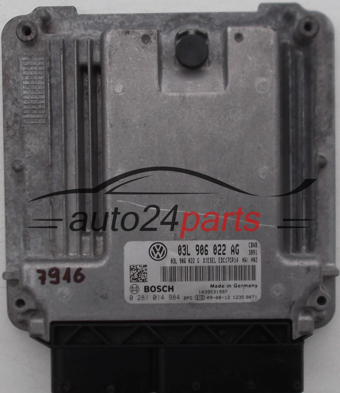 Μονάδα Ελέγχου Κινητήρα VOLKSWAGEN GOLF 2.0 TDI BOSCH 0 281 014 984, 0281014984, 03L 906 022 AG, 03L906022AG, 03L 906 022 G, 03L906022G, EDC17CP14