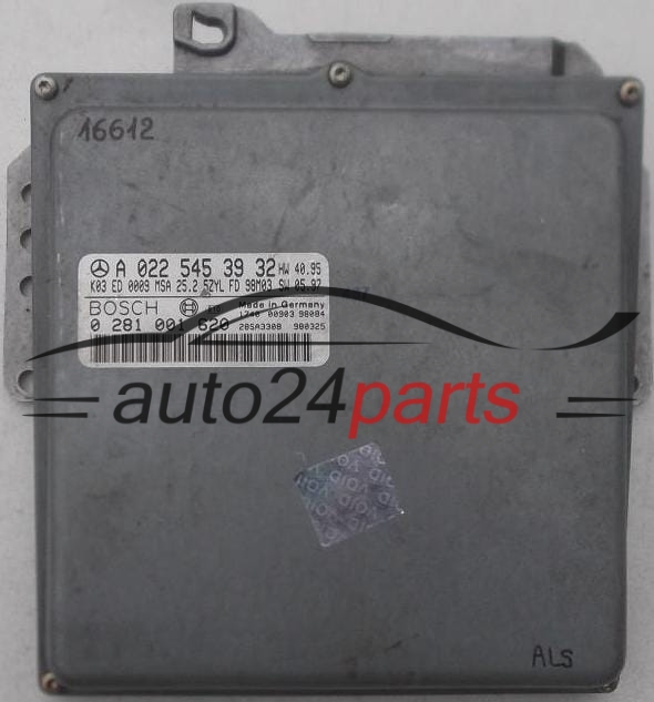 CENTRALINA DO MOTORE MERCEDES W210 2.9 TD BOSCH 0 281 001 620, 0281001620, A 022 545 39 32, A0225453932
