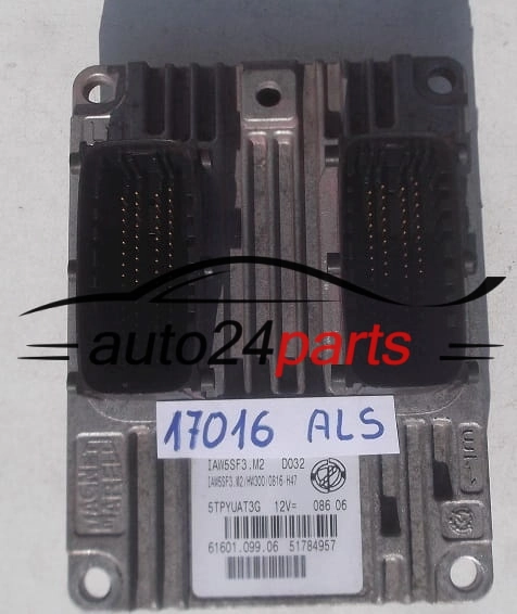 ECU ENGINE CONTROLLER FIAT GRANDE PUNTO 1.4 MAGNETI MARELLI IAW 5SF3.M2, IAW5SF3M2, 51784957, 61601.099.06, 6160109906 