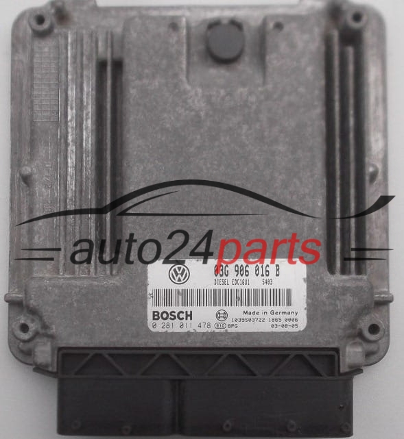 ECU ENGINE CONTROLLER VOLKSWAGEN GOLF 1.9 TDI BOSCH  0281011478, 03G 906 016 B,  EDC16U1
