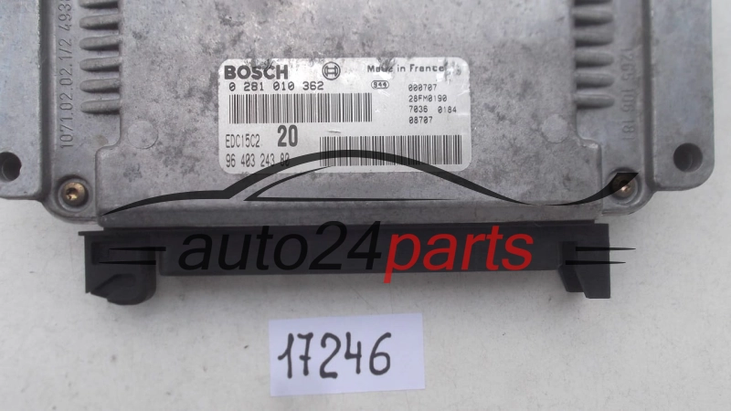 Μονάδα Ελέγχου Κινητήρα PEUGEOT 306 2.0 HDI BOSCH 0 281 010 362,  96 403 243 80,  EDC15C2 20