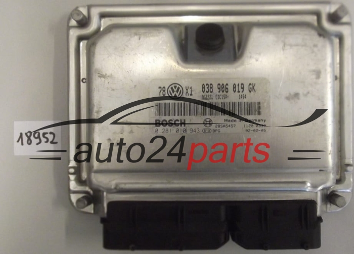 KOMPUTER STEROWNIK SILNIKA VW VOLKSWAGEN PASSAT 1.9 TDI AVB BOSCH 0 281 010 943, 0281010943, 038 906 019 GK, 038906019GK 