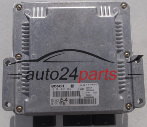 ECU ENGINE CONTROLLER PEUGEOT 307 2.0 HDI BOSCH 0 281 011 081, 0281011081, 96 474 727 80, 9647472780, 9646850580, EDC15C2