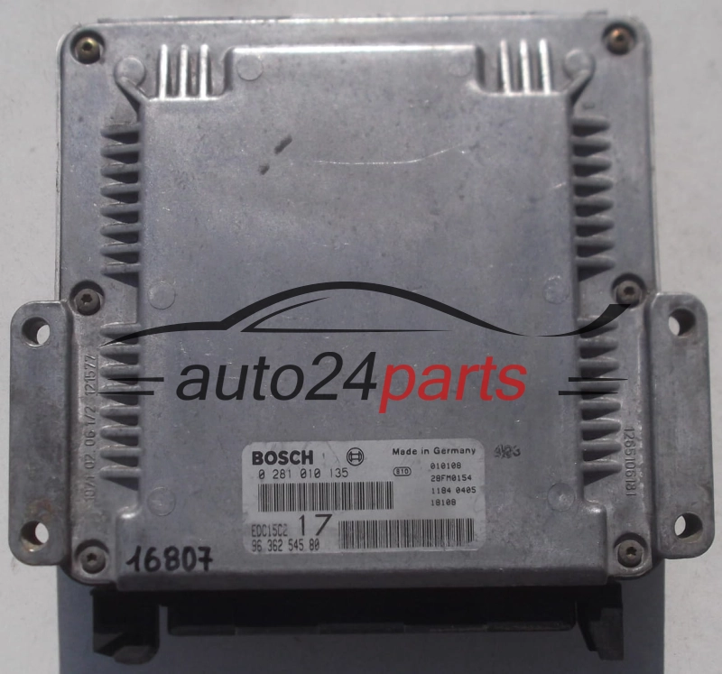 MOTORSTEUERGERÄT ECU STEUERGERAT PEUGEOT 806 2.0 HDI BOSCH 0 281 010 135, 0281010135, 96 362 545 80, 9636254580, 28FM0154, EDC15C2 17