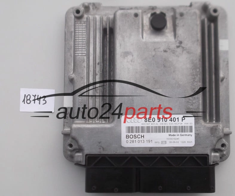 KOMPUTER STEROWNIK SILNIKA AUDI A4 3.0 TDI 8E0910401P, 8E0 910 401 P, 8E0907401AL, 8E0 907 401 AL BOSCH 0281013191, 0 281 013 191