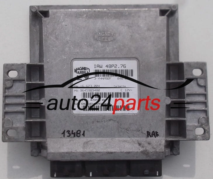 CALCULATEUR MOTEUR PEUGEOT 206 MAGNETI MARELLI IAW 48P2.76, IAW48P276, HW 16.623.004, 16623004, 9645989480, SW 16.495.074, 16495074, 9652488080