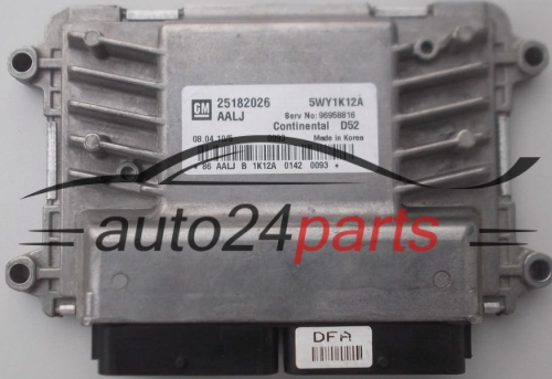 ECU ENGINE CONTROLLER CHEVROLET SPARK 1.2 GM 25182026 AALJ, CONTINENTAL 5WY1K12A, D52