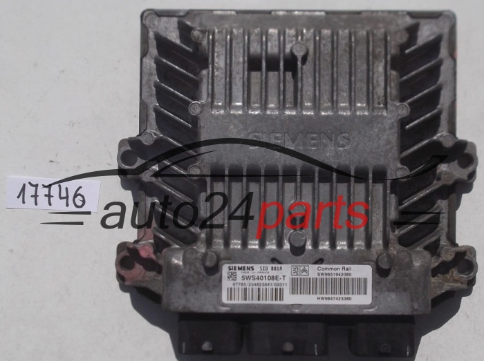 MOTORSTEUERGERÄT ECU STEUERGERAT CITROEN BERLINGO 2.0 HDI SIEMENS 5WS40108E-T, 5WS40108ET, SW9651942080, HW9647423380, SID801A