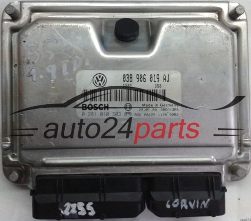 ECU ENGINE CONTROLLER VW VOLKSWAGEN PASSAT 1.9 TDI ATJ 038906019AJ, 038 906 019 AJ, BOSCH 0 281 010 303, 0281010303, DIESEL 1060, 28SA4358