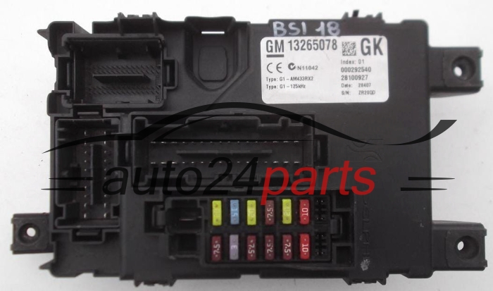 SKRZYNKA ELEKTRYCZNA PRZEKAŻNIKÓW I BEZPIECZNIKÓW MODUŁ NADWOZIA CENTRALKA KOMFORTU BSI OPEL CORSA D 13265078 GK