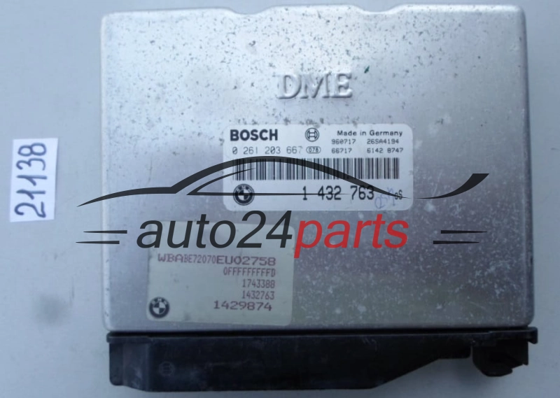 Μονάδα Ελέγχου Κινητήρα BMW 3ER 318 E36 BOSCH 0 261 203 667, 0261203667, 1 432 763, 1432763