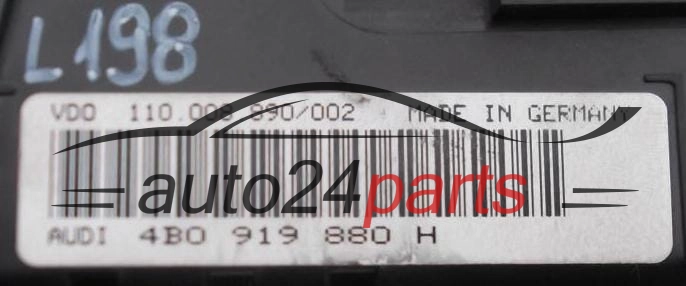 QUADRO STRUMENTI CRUSCOTTO CONTACHILOMETRI VOLKSWAGEN AUDI 4B0 919 880 H, 4B0919880H, VDO 110 008 890/002, 110008890002
