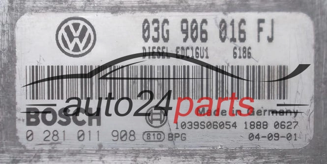 Μονάδα Ελέγχου Κινητήρα SEAT ALTEA 2.0 TDI BOSCH 0 281 011 908,  03G 906 016 FJ