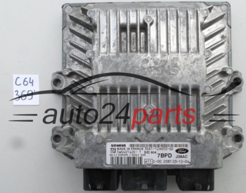 CENTRALINA DO MOTORE FORD 1.4 TDCI 5WS40142D-T, 5WS40142DT, 3S61-12A650-GD, 3S6112A650GD, SID 804