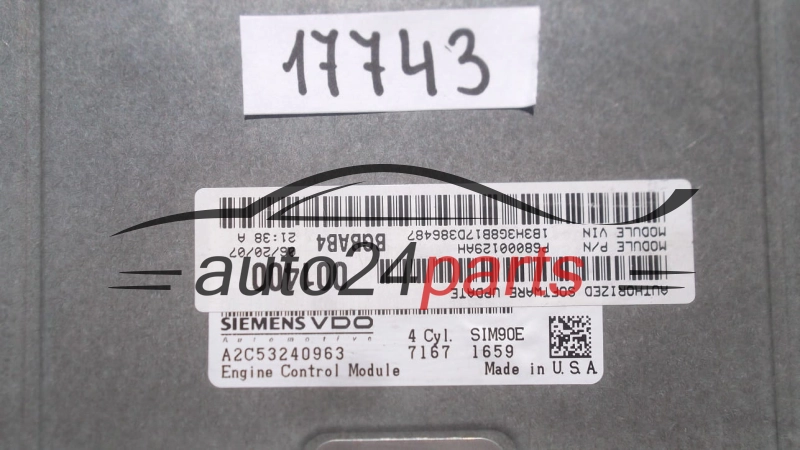 Μονάδα Ελέγχου Κινητήρα CHRYSLER DODGE CALIBER 2.0 SIEMENS VDO A2C53240963, SIM90E