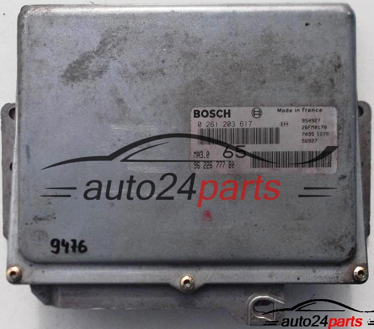 CALCULATEUR MOTEUR CITOREN AX, PEUGEOT 106 1.0, BOSCH 0 261 203 617, 0261203617, 96 226 777 80, 9622677780, MA3.0 65
