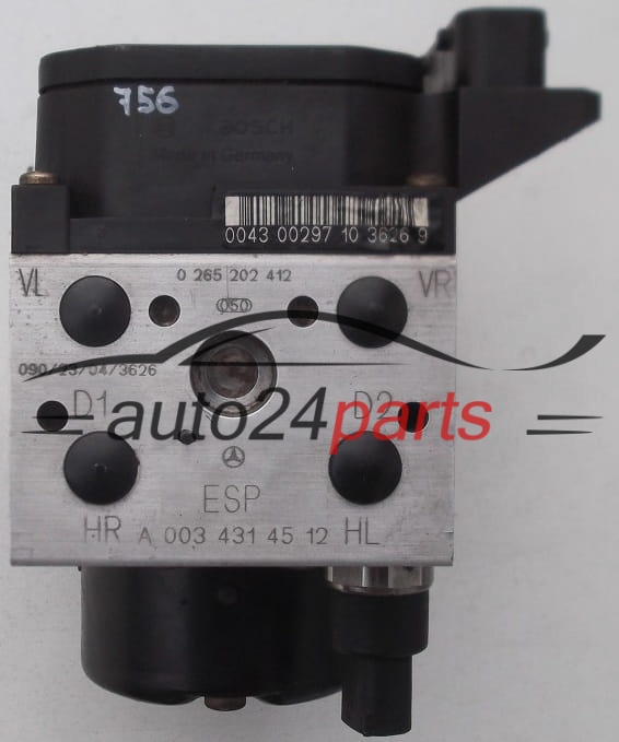 ABS MERCEDES BENZ W168 A190 BOSCH 0 265 202 412, 0265202412, A 003 431 45 12, A0034314512