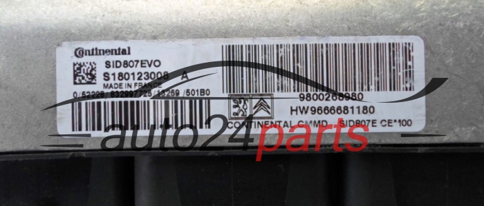ECU CENTRALITA DE MOTOR  CITROEN PEUGEOT 1.6 HDI S180123008A, 9800268980, HW 9666681180, SID807EVO