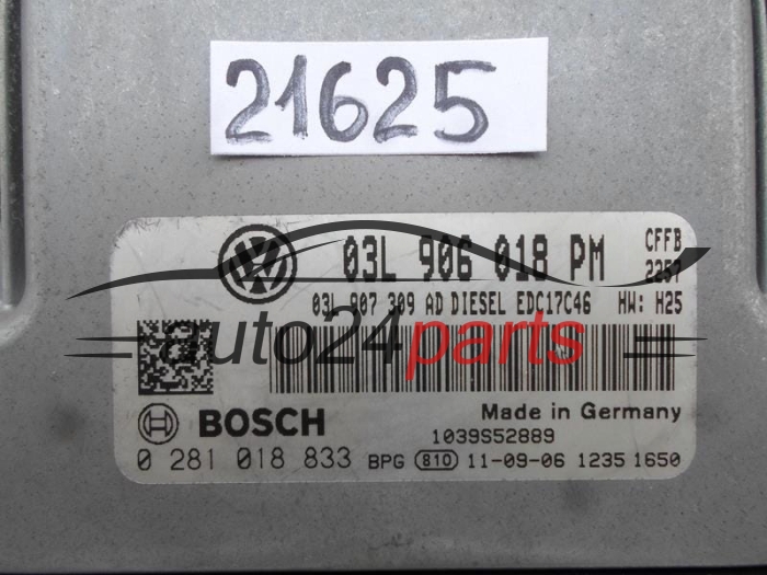 VW VOLKSWAGEN NEW BEETLE 2.0 TDI BOSCH 0 281 018 833, 0281018833, 03L 906 018 PM, 03L906018PM, EDC17C46