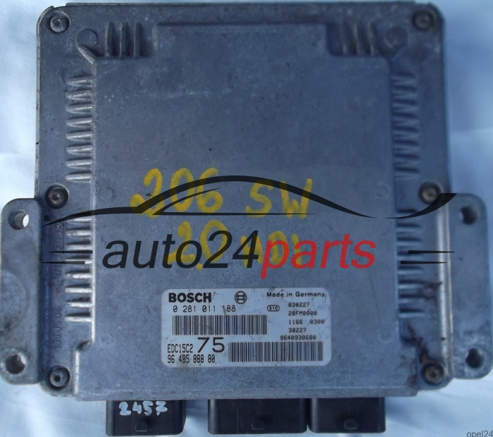 ECU ENGINE CONTROLLER PEUGEOT 206 2.0 HDI BOSCH 0281011188 9648588880 9640938680 EDC15C2 75