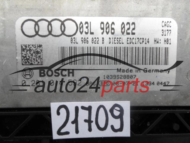 AUDI A4 2.0 TDI 03L906022, 03L 906 022, 03L906022B, BOSCH 0281014592, 0 281 014 592, DIESEL EDC17CP14 CAGC 3177