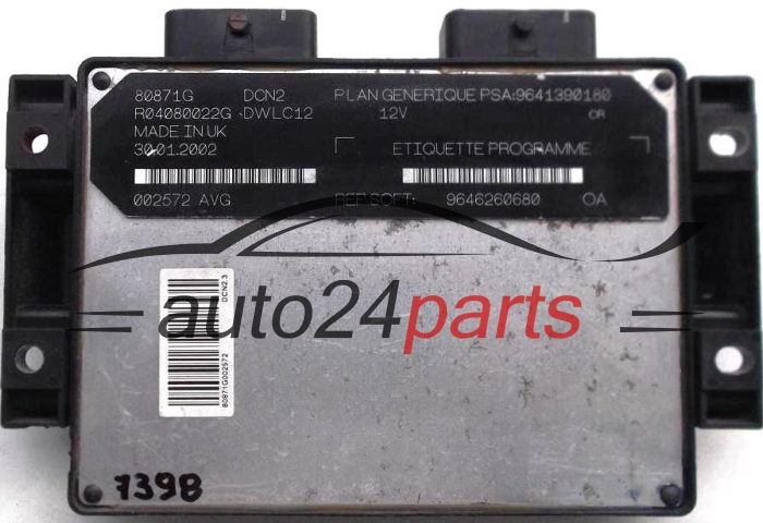Μονάδα Ελέγχου Κινητήρα PEUGEOT PARTNER 1.9 LUCAS R04080022G PSA 9641390180 SOFT 9646260680, DCN2