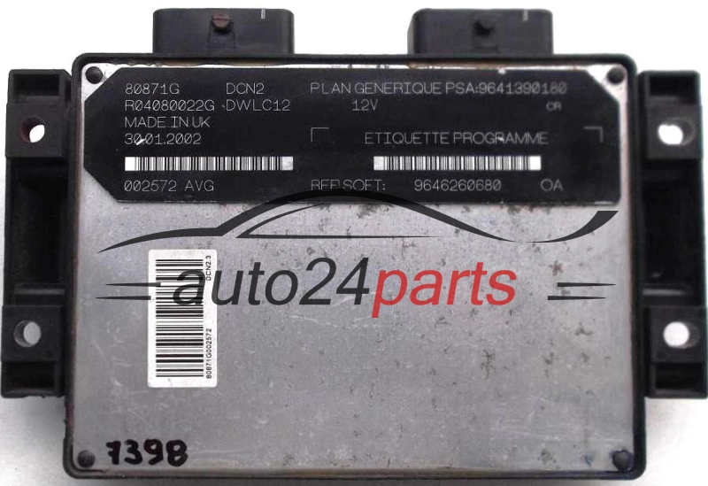 Μονάδα Ελέγχου Κινητήρα PEUGEOT PARTNER 1.9 LUCAS R04080022G PSA 9641390180 SOFT 9646260680, DCN2