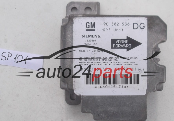 STEROWNIK MODUL PODUSZEK POWIETRZNYCH OPEL ASTRA G ZAFIRA A GM 90 582 536 DG