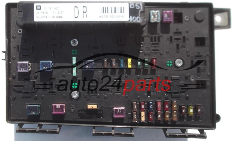 SKRZYNKA ELEKTRYCZNA PRZEKAŻNIKÓW I BEZPIECZNIKÓW MODUŁ NADWOZIA CENTRALKA KOMFORTU BSI OPEL ASTRA H GM 13 181 652 DR, 13181652 DR, HELLA 5DK 008 668-02, 5DK008668-02, 5DK00866802 