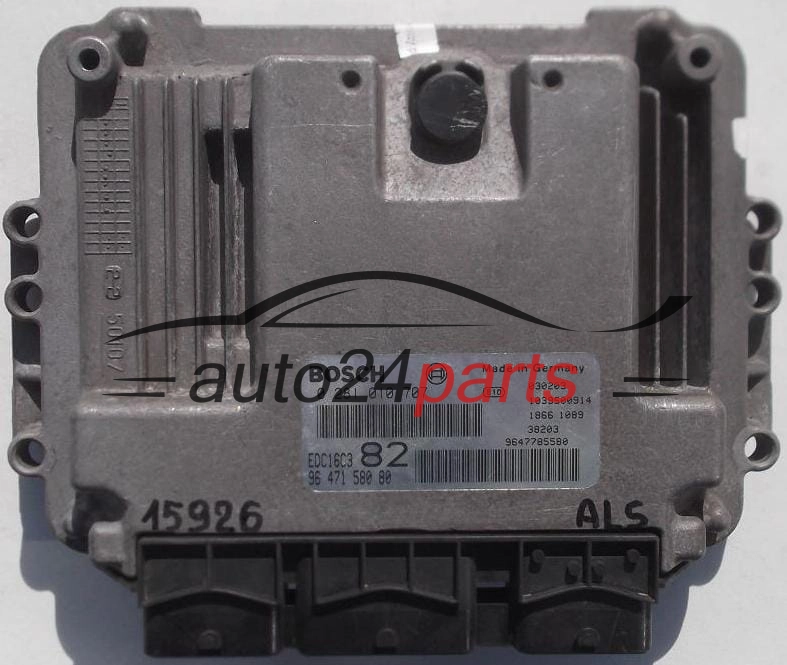 CENTRALINA MOTORE PEUGEOT 206 1.4 HDI BOSCH 0281010707, 0 281 010 707, 9647158080, 96 471 580 80, 9647785580, EDC16C3 82