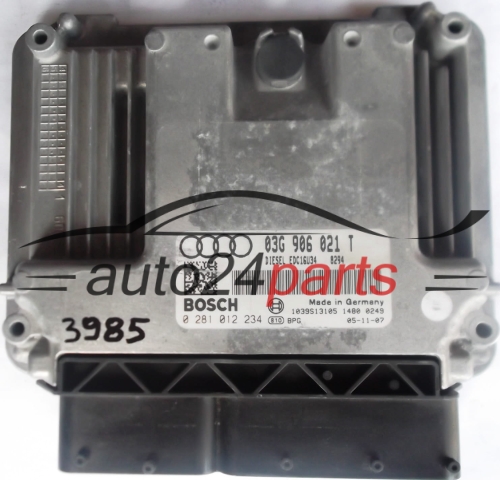 KOMPUTER STEROWNIK SILNIKA AUDI A3 2.0 TDI 03G 906 021 T, 03G906021T, BOSCH 0 281 012 234, 0281012234