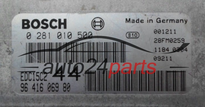 Μονάδα Ελέγχου Κινητήρα PEUGEOT 206 2.0 HDI BOSCH 0281010500, 9641606980, EDC15C2 44