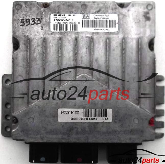 CALCULATEUR MOTEUR CITROEN C5 2.0 HDI SIEMENS 5WS40023F-T, 5WS40023FT, SW 9647166880, HW 9644302380