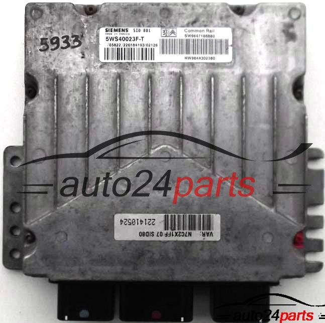 CALCULATEUR MOTEUR CITROEN C5 2.0 HDI SIEMENS 5WS40023F-T, 5WS40023FT, SW 9647166880, HW 9644302380