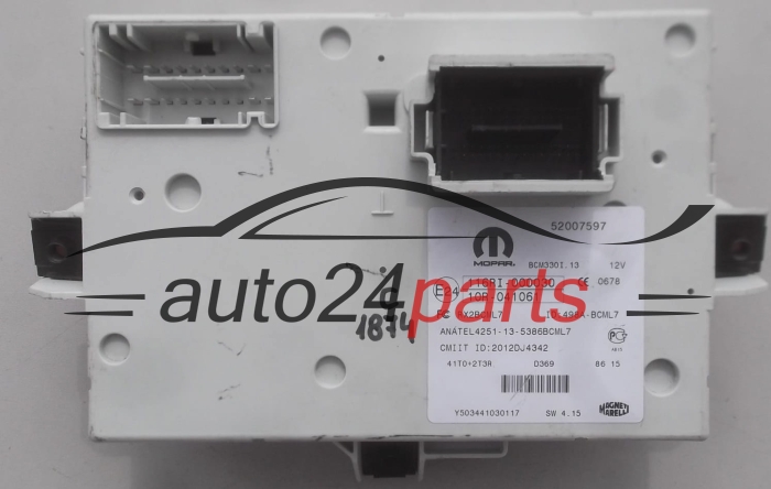 Centralina de comando do sistema BSI FIAT ALFA ROMEO LANCIA 52007597, 116RI-000030, 116RI000030