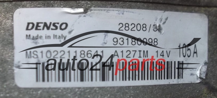 Alternador 1.9 CDTI OPEL ASTRA VECTRA SIGNUM ZAFIRA DENSO MS1022118641, 93180098