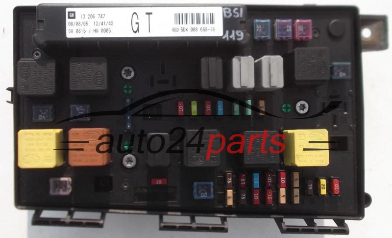 CAJA ELECTRICA DE FUSIBLES Y RELES OPEL GM 13 206 747 GT HELLA 5DK 008 668-18